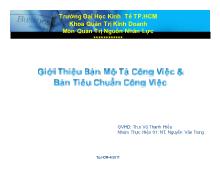 Đề tài Giới thiệu bản mô tả công việc và bản tiêu chuẩn công việc