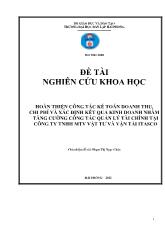 Đề tài Hoàn thiện công tác kế toán doanh thu, chi phí và xác định kết quả kinh doanh nhằm tăng cường công tác quản lý tài chính tại công ty TNHH MTV vật tư và vận tải itasco