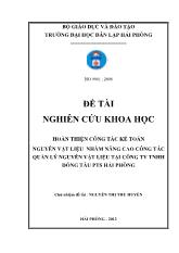 Đề tài Hoàn thiện công tác kế toán nguyên vật liệu nhằm nâng cao công tác quản lý nguyên vật liệu tại công ty TNHH đóng tàu PTS Hải Phòng