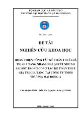 Đề tài Hoàn thiện công tác kế toán thuế giá trị gia tăng nhằm giải quyết những sai sót trong công tác kế toán thuế giá trị gia tăng tại công ty TNHH thương mại Đông Á