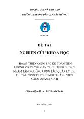 Đề tài Hoàn thiện công tác kế toán tiền lương và các khoản trích theo lương nhằm tăng cường công tác quản lý chi phí tại công ty TNHH một thành viên cảng Quảng Ninh