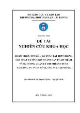 Đề tài Hoàn thiên tổ chức kế toán tập hợp chi phí sản xuất và tính giá thành sản phẩm nhằm tăng cường quản lý chi phí sản xuất tại công ty TNHH đóng tàu pts Hải Phòng