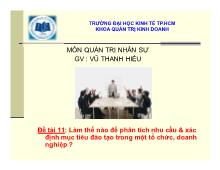 Đề tài Làm thế nào để phân tích nhu cầu và xác định mục tiêu đào tạo trong một tổ chức, doanh nghiệp ?