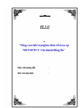 Đề tài Nâng cao chất lượng bảo đảm tiền vay tại ngân hàng thương mại cổ phần công thương Chi nhánh Đống Đa