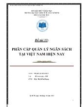 Đề tài Phân cấp quản lý ngân sách tại Việt Nam hiện nay