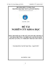 Đề tài Phân tích mối quan hệ giữa doanh thu,chi phí và lợi nhuận để nâng cao hiệu quả sản xuất kinh doanh tại công ty TNHH MTV thuyền viên vipco