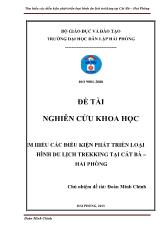 Đề tài Tìm hiểu các điều kiện phát triển loại hình du lịch trekking tại Cát Bà – Hải Phòng