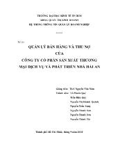 Đồ án Quản lý bán hàng và thu nợ của công ty cổ phần sản xuất thương mại dịch vụ và phát triển nhà hải an