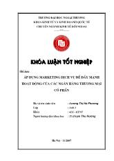 Khóa luận Áp dụng marketing dịch vụ để đẩy mạnh hoạt động của các ngân hàng thương mại cổ phần