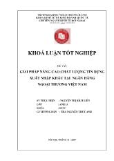 Khóa luận Giải pháp nâng cao chất lượng tín dụng xuất nhập khẩu tại ngân hàng ngoại thương Việt Nam