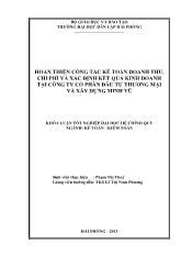 Khóa luận Hoàn thiện công tác kế toán doanh thu, chi phí và xác định kết quả kinh doanh tại công ty cổ phần đầu tư thương mại và xây dựng Minh Vũ