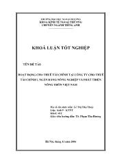 Khóa luận Hoạt động cho thuê tài chính tại công ty cho thuê tài chính I, ngân hàng nông nghiệp và phát triển nông thôn Việt Nam