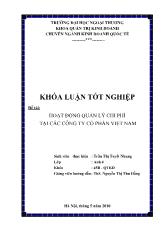 Khóa luận Hoạt động quản lý chi phí tại các công ty cổ phần Việt Nam