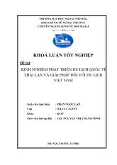 Khóa luận Kinh nghiệm phát triển du lịch quốc tế Thái Lan và giải pháp đối với du lịch Việt Nam