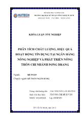 Khóa luận Phân tích chất lượng, hiệu quả hoạt động tín dụng tại ngân hàng nông nghiệp và phát triển nông thôn chi nhánh pơng drang