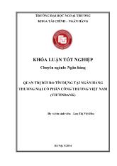 Khóa luận Quản trị rủi ro tín dụng tại ngân hàng thương mại cổ phần công thương Việt Nam (vietinbank)