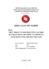 Khóa luận Thực trạng và giải pháp nâng cao hiệu quả hoạt động cho thuê tài chính của ngân hàng công thương Việt Nam