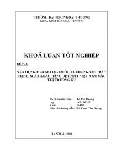 Khóa luận Vận dụng marketing quốc tế trong việc đẩy mạnh xuất khẩu hàng dệt may Việt Nam vào thị trường EU