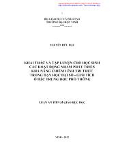 Luận án Khai thác và tập luyện cho học sinh các hoạt động nhằm phát triển khả năng chiếm lĩnh tri thức trong dạy học đại số - Giải tích ở bậc trung học phổ thông