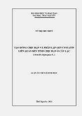 Luận án Tạo dòng chịu hạn và phân lập gen cystatin liên quan đến tính chịu hạn ở cây lạc