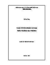 Luận án Toán tử tích phân cực đại trên trường địa phương