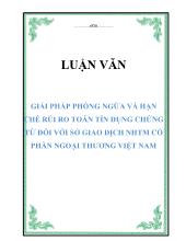 Luận văn Giải pháp phòng ngừa và hạn chế rủi ro toán tín dụng chứng từ đối với sở giao dịch nhtm cổ phần ngoại thương Việt Nam