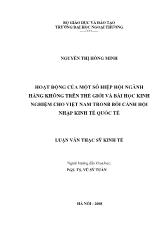Luận văn Hoạt động của một số hiệp hội ngành hàng không trên thế giới và bài học kinh nghiệm cho Việt Nam trong bối cảnh hội nhập kinh tế quốc tế