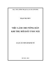 Luận văn Việc làm cho nông dân Khi thu hồi đất ở Hà Nội