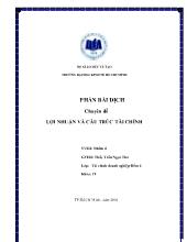 Phần bài dịch Chuyên đề lợi nhuận và cấu trúc tài chính