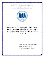 Phân tích tác động của thuế thu nhập cá nhân đối với thu nhập từ hoạt động sản xuất kinh doanh tại Việt Nam