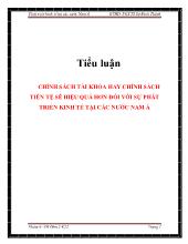 Tiểu luận Chính sách tài khóa hay chính sách tiền tệ sẽ hiệu quả hơn đối với sự phát triển kinh tế tại các nước Nam Á