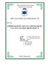 Tiểu luận Chính sách tỷ giá của trung quốc và cán cân mậu dịch châu á