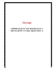 Tiểu luận Chính sách tỷ giá hối đoái của trung quốc và mậu dịch Châu Á