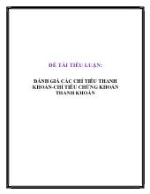 Tiểu luận Đánh giá các chỉ tiêu thanh khoản-Chỉ tiêu chứng khoán thanh khoản