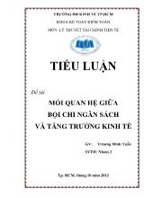 Tiểu luận Mối quan hệ giữa bội chi ngân sách và tăng trưởng kinh tế