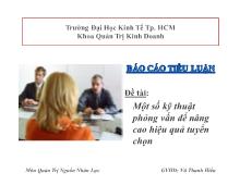 Tiểu luận Một số kỹ thuật phỏng vấn để nâng cao hiệu quả tuyển chọn