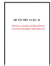 Tiểu luận Phân tích các giai đoạn vận động tuần hoàn của tư bản công nghiệp. Ý nghĩa nghiên cứu