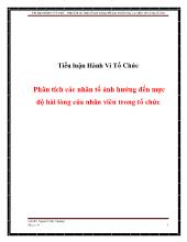 Tiểu luận Phân tích các nhân tố ảnh hưởng đến mực độ hài lòng của nhân viên trong tổ chức