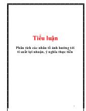 Tiểu luận Phân tích các nhân tố ảnh hưởng tới tỉ suất lợi nhuận, ý nghĩa thực tiễn