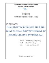 Tiểu luận Phân tích tác động của thuế thu nhập cá nhân đối với thu nhập từ chuyển nhượng bất động sản