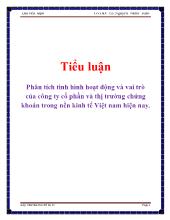 Tiểu luận Phân tích tình hình hoạt động và vai trò của công ty cổ phần và thị trường chứng khoán trong nền kinh tế Việt nam hiện nay