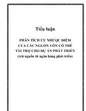 Tiểu luận Phân tích ưu nhược điểm của các nguồn vốn có thể tài trợ cho dự án phát triển (trừ nguồn từ ngân hàng phát triển)