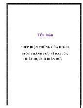 Tiểu luận Phép biện chứng của hegel một thành tựu vĩ đại của triết học cổ điển đức