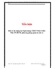 Tiểu luận Rủi ro tín dụng tại Ngân hàng thương mại cổ phần Phát Triển Nhà TP.HCM, phương pháp quản trị rủi ro