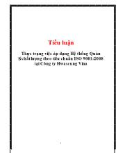 Tiểu luận Thực trạng việc áp dụng Hệ thống Quản lý chất lượng theo tiêu chuẩn ISO 9001:2008 tại Công ty Hwaseung Vina