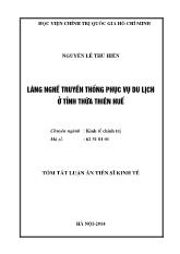 Tóm tắt luận án Làng nghề truyền thống phục vụ du lịch ở tỉnh Thừa Thiên Huế