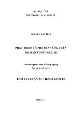 Tóm tắt luận án Phát triển cà phê bền vững trên địa bàn tỉnh Đắk Lắk