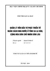 Tóm tắt luận án Quản lý vốn đầu tư phát triển từ ngân sách nhà nước ở tỉnh sa la văn, cộng hòa dân chủ nhân dân lào