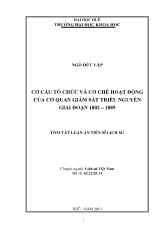 Tóm tắt luận văn Cơ cấu tổ chức và cơ chế hoạt động của cơ quan giám sát triều nguyễn giai đoạn 1802 – 1885