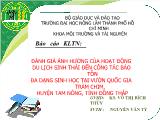 Đánh giá ảnh hưởng của hoạt động du lịch sinh thái đến công tác bảo tồn đa dạng sinh học tại vườn quốc gia Tràm Chim, huyện Tam Nông, tỉnh Đồng Tháp